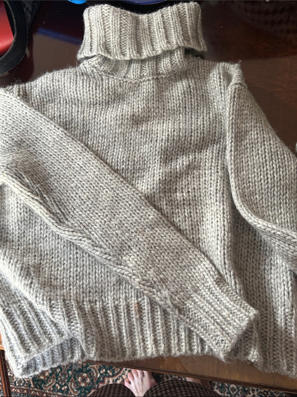 J. Crew Light Gray Chunky Wool Turtleneck Sweater